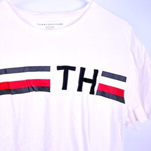 Tommy Hilfiger White T-shirt Mens XL TH Flag Short Sleeved 100% Cotton